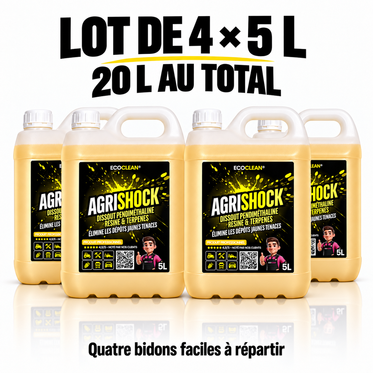Pack 20 L (4×5 L) — Agrishock EcoClean®
