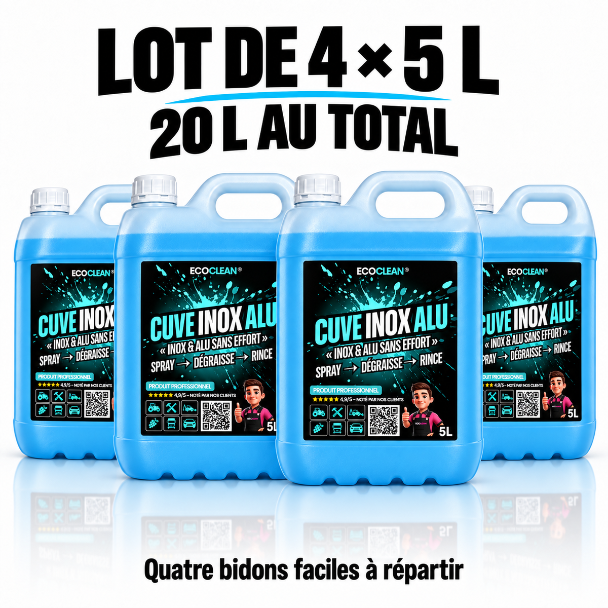 Pack 20 L (4×5 L) — Cuve Inox Alu EcoClean®