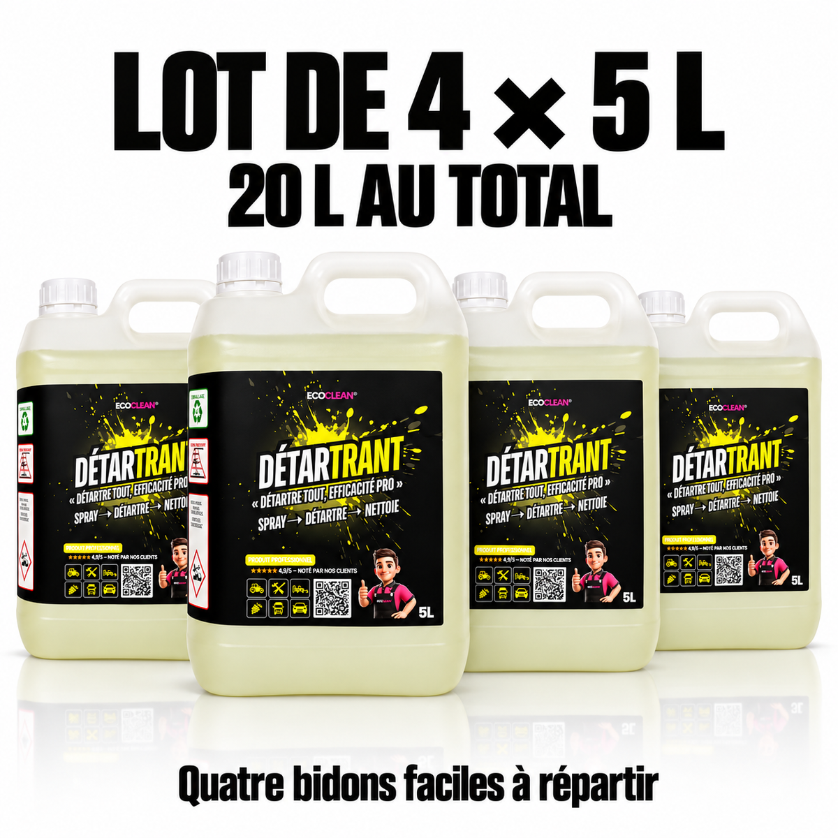 Pack 20 L (4×5 L) — Détartrant EcoClean®