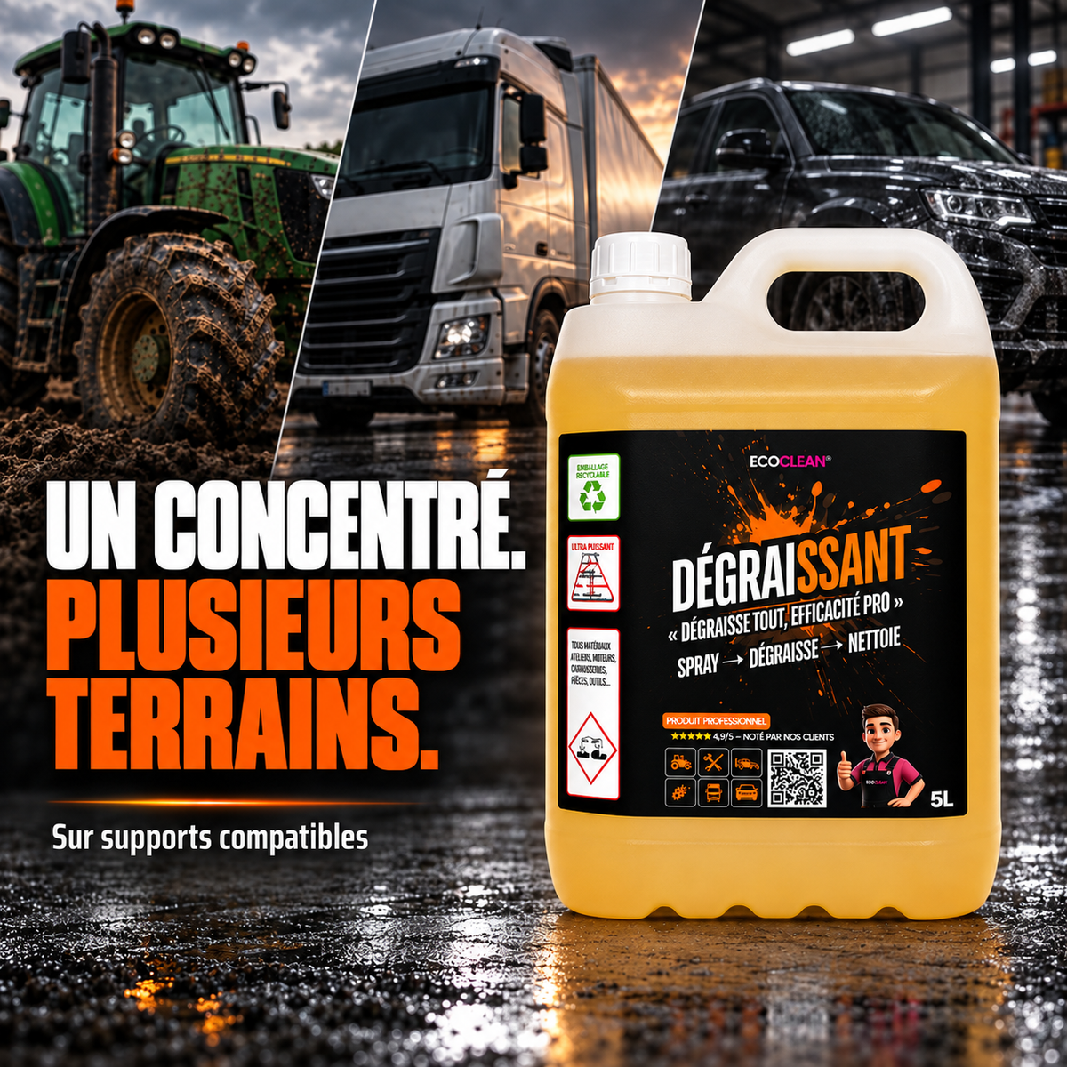 Dégraissant EcoClean® — usages sur matériel compatible