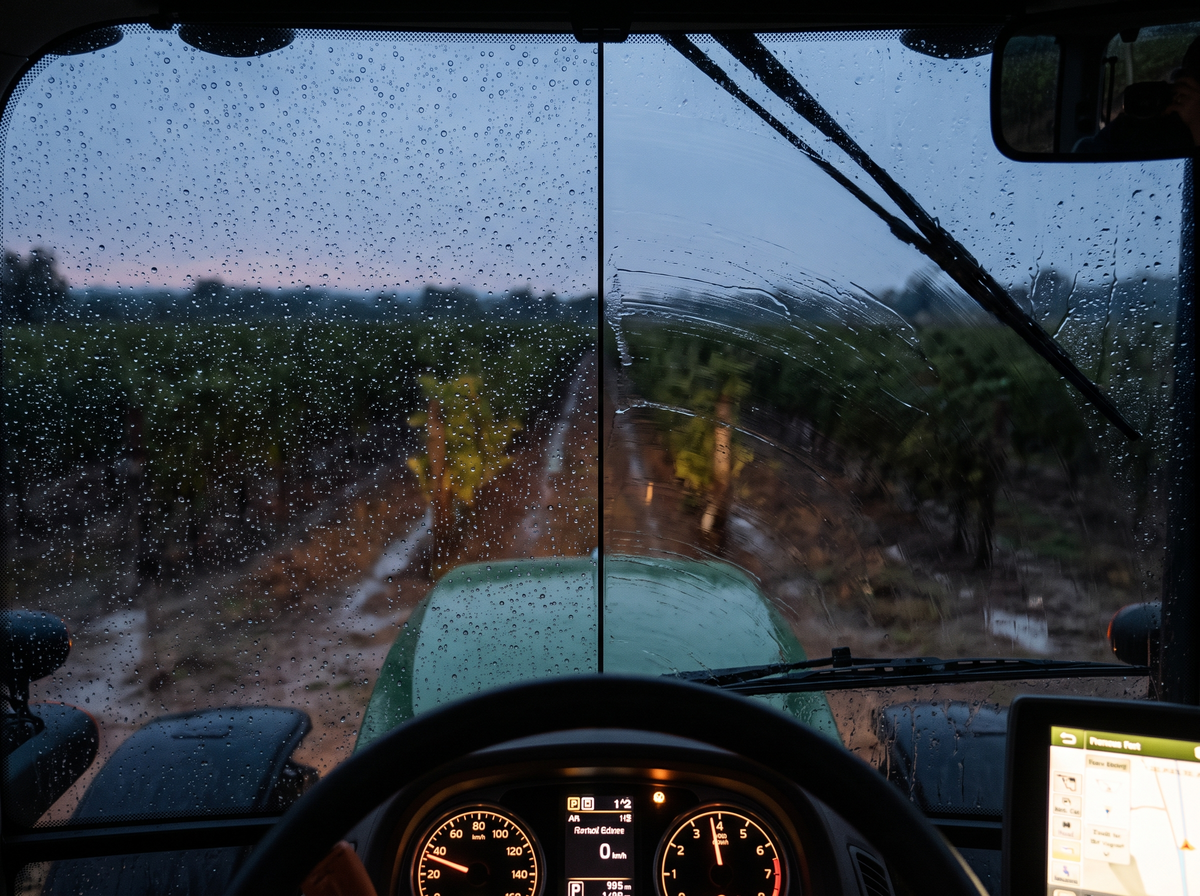 Ecoprotect® Glass — pare-brise traité (gauche, la pluie perle) / non traité (droite) — illustration