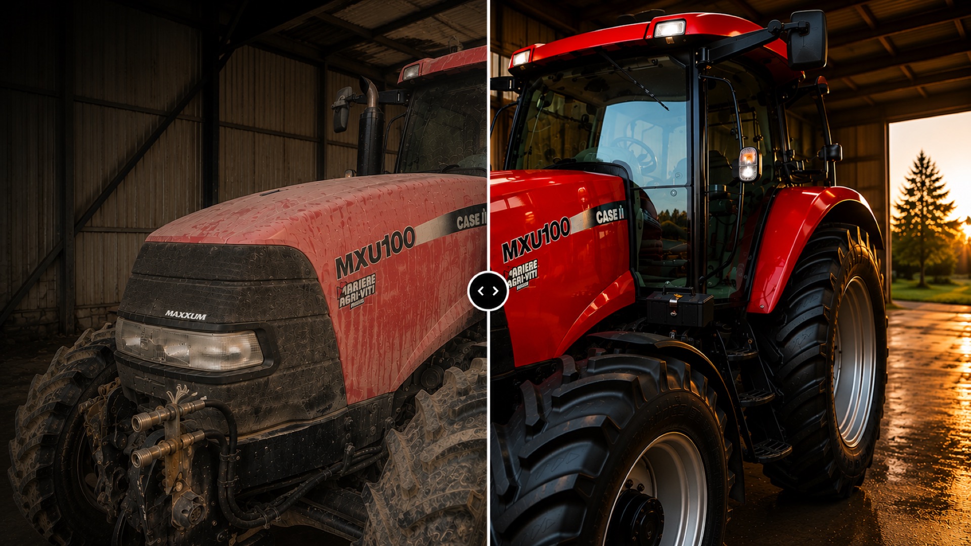 Tracteur agricole avant après