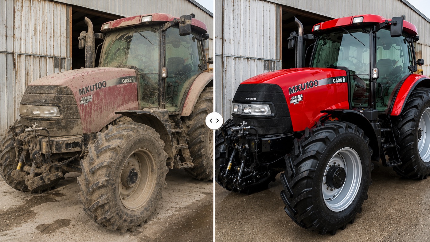 Tracteur Case IH avant / après Pack Rénovation