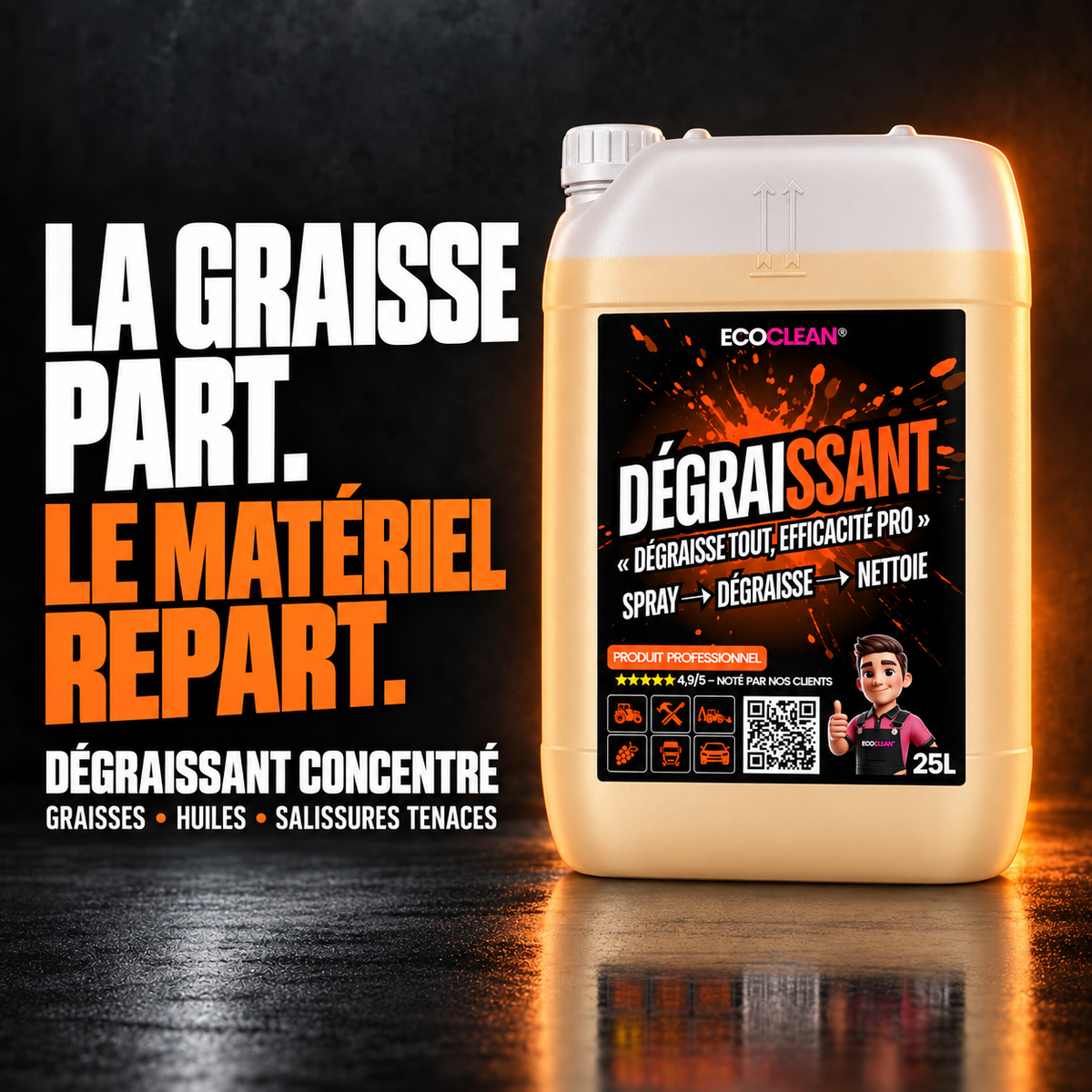 Dégraissant EcoClean® 25 L — Graisses, huiles, salissures tenaces