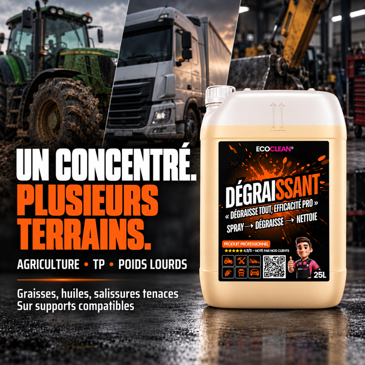 Dégraissant EcoClean® 25 L — Graisses, huiles, salissures tenaces