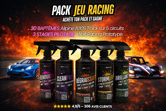 Pack Racing EcoClean® — 5 nettoyants 500 mL et pad d'application pour entretien auto detailing