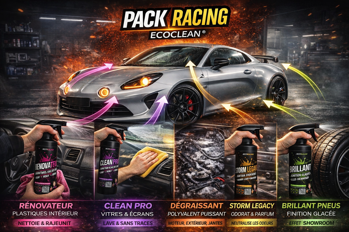 Pack Racing EcoClean® — 5 produits 500 mL + Pad Pro — Entretien complet