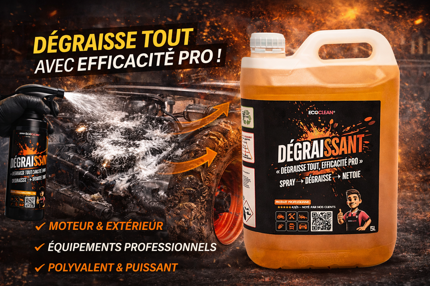 Dégraissant Pro EcoClean® — Élimine graisse & résidus phyto en 2 min