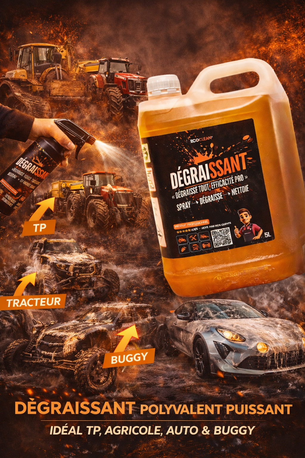 Dégraissant EcoClean® — Élimine graisse & résidus phyto en 2 min