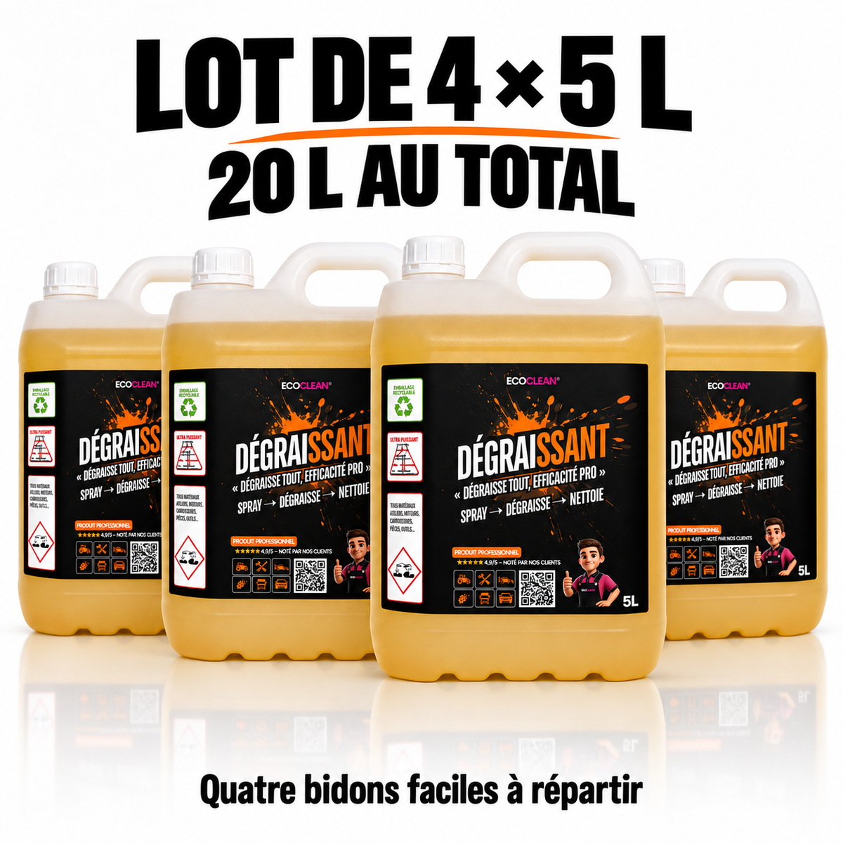 Pack 20 L (4×5 L) — Dégraissant EcoClean®