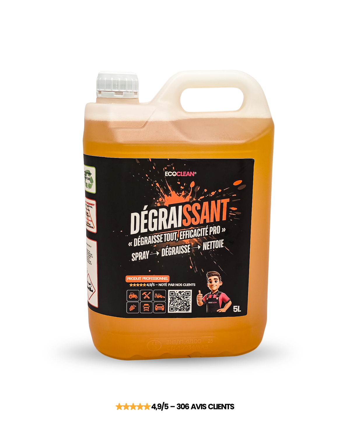 Dégraissant Pro EcoClean® — bidon concentré, dégraissage matériel agricole et TP