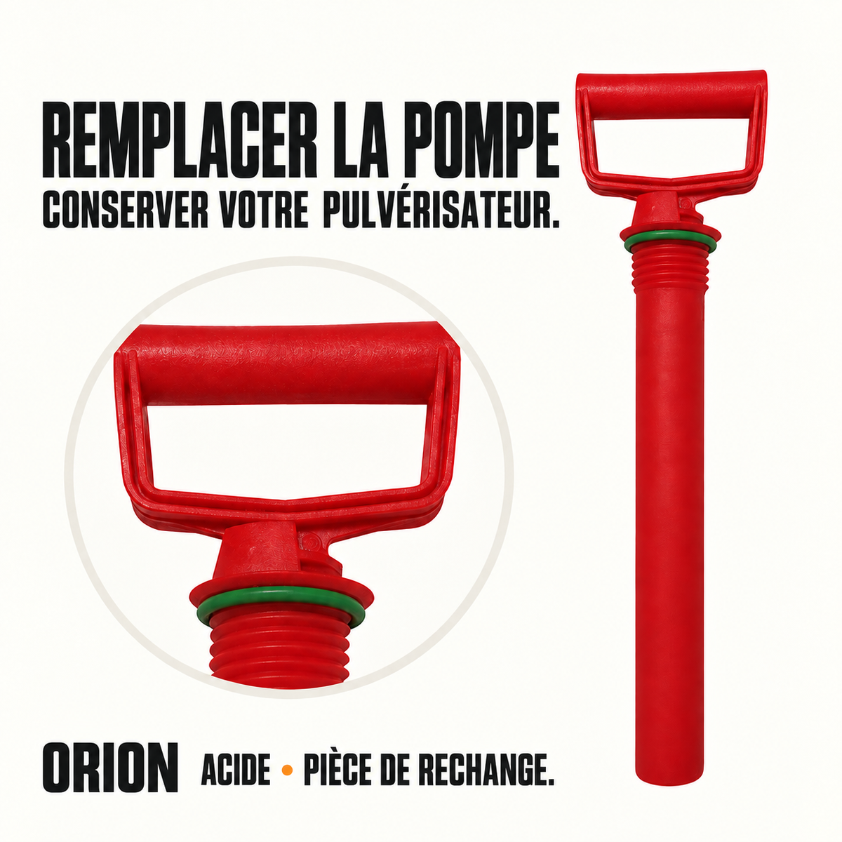 Pompe rouge de rechange Orion Acide 132A023, vendue seule — détails du matériel