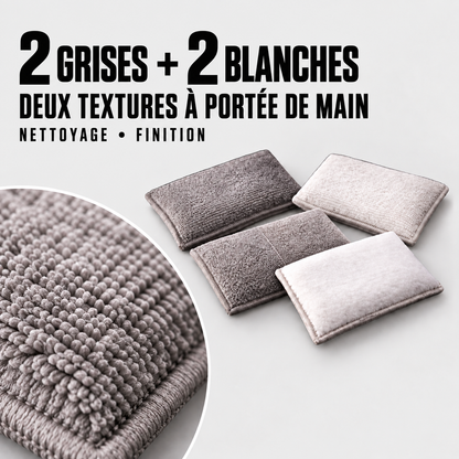 Pack de 4 Pro Pad EcoClean®, deux pads gris et deux blancs — détails du matériel