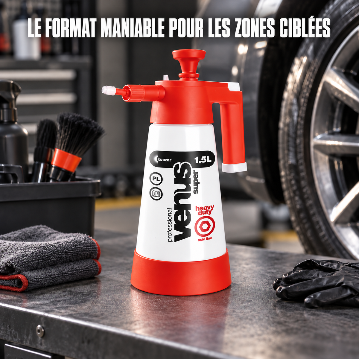 Pulvérisateur acide 1,5 L EcoClean® au repère rouge — mise en situation professionnelle