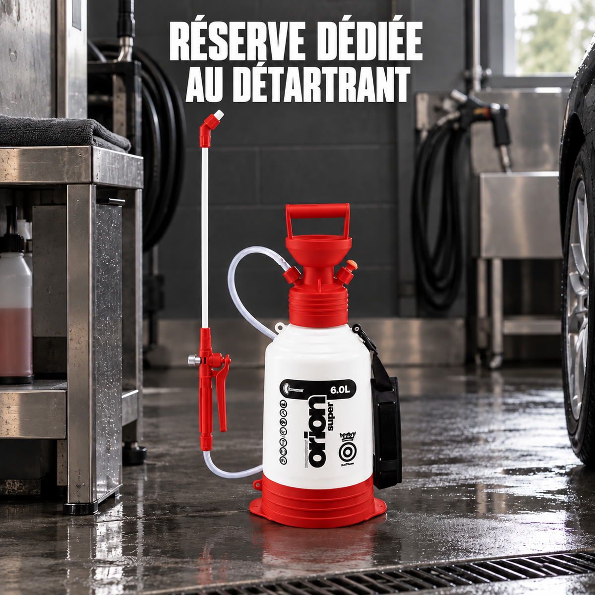 Pulvérisateur acide 6 L EcoClean® avec lance et tuyau — mise en situation professionnelle