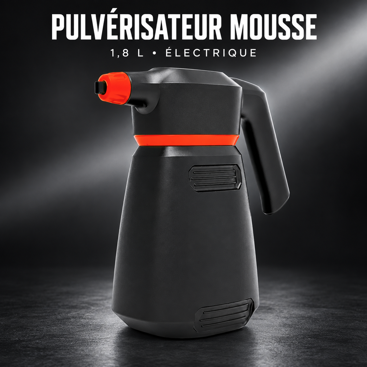 Pulvérisateur mousse électrique rechargeable 1,8 L EcoClean® — présentation sur fond sombre