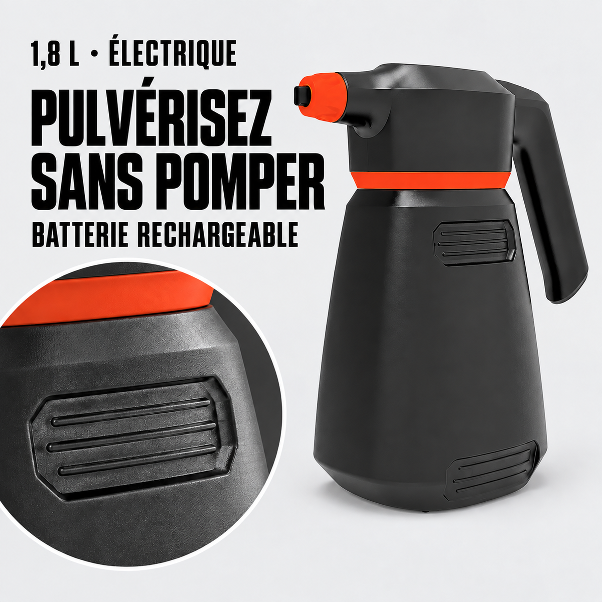 Pulvérisateur mousse électrique rechargeable 1,8 L EcoClean® — détails du matériel